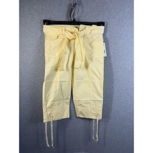 Star Ride Capri Pants Girls 7 Yellow Belted Cargo Drawstring Hem Cotton Summer